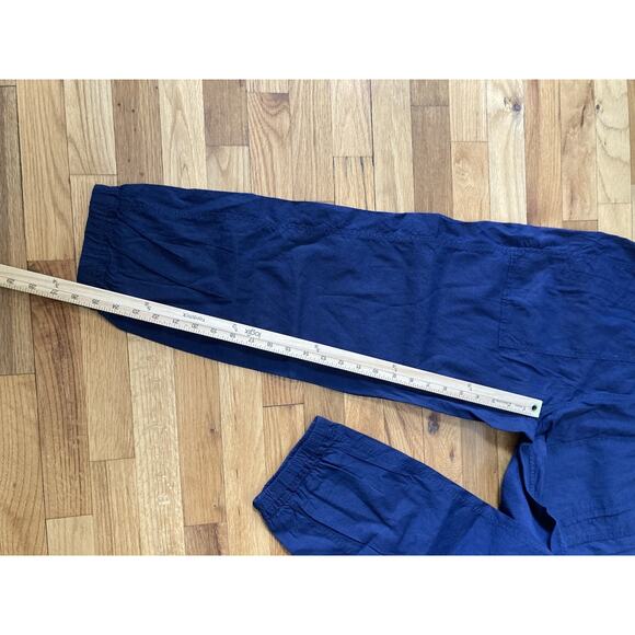 Eileen Fisher Organic Linen Viscose Stretch Cargo Ankle Pant Midnight Blue Med - Picture 8 of 9